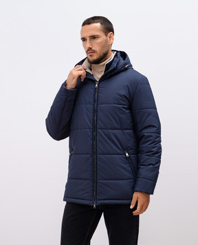Cashmere&Whiskey Синяя стеганная куртка с гравировкой монограммы логотипа CWSS24004
