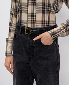 Saint Laurent Чорний шкіряний ремінь CASSANDRE 634437DTI0W