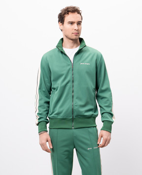 Palm Angels Зелена спортивна куртка з лампасами з вишивкою логотипа PMBD058S25FAB001