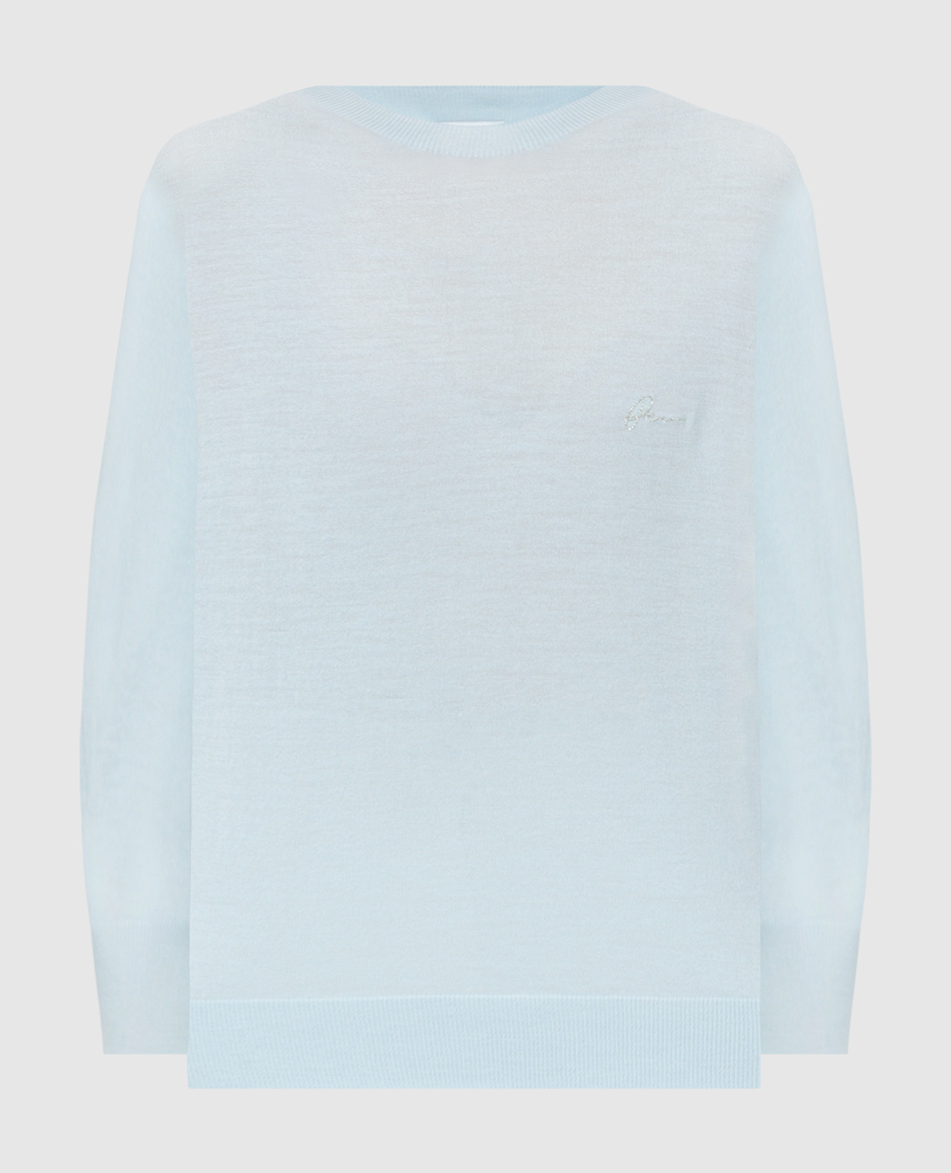 Blue wool jumper with logo