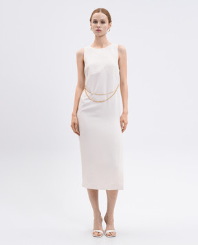 Twinset Бежевое платье миди с цепочкой 252TP2300