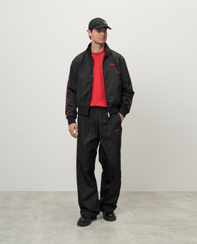 Off-White Черная спортивная куртка с вышивкой логотипа OMBD041F24FAB001