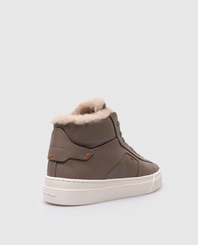 Santoni Коричневые кожаные хайтопы на меху WBGT60943PNNPAIY