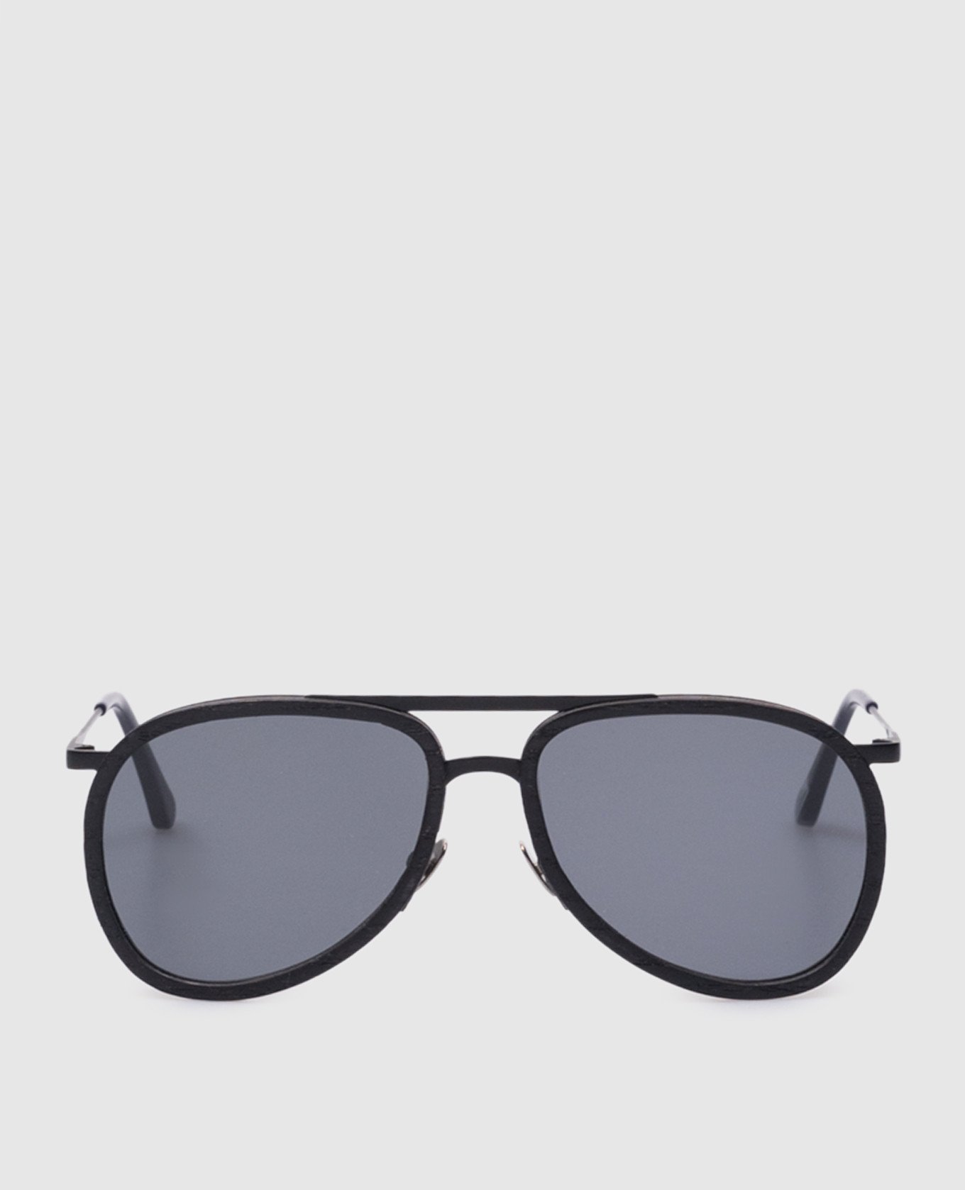 Черные солнцезащитные очки-авиаторы WOOD