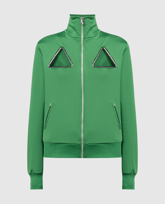Green sports jacket with figured cutouts