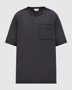 Alexander McQueen Сіра футболка з вишивкою емблеми логотипа 815068QTAC6