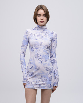 Off-White Блакитна сукня міні з принтом в стилі фрески OWDB540S25JER002