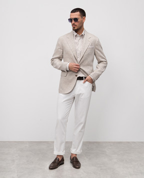 Brunello Cucinelli Бежевый пиджак из льна MB4307BTD1