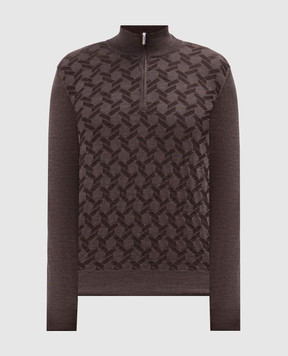 Bertolo Cashmere Коричневый джемпер из шерсти и шелка 9023890024285860