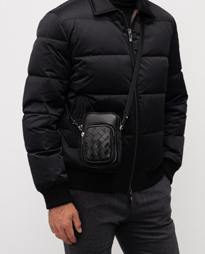 Bottega Veneta Чорна шкіряна сумка з плетінням 843839V2HL1