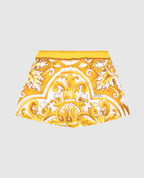 Dolce&Gabbana Дитячі жовті шорти з принтом Майоліка L53Q29FI5JV