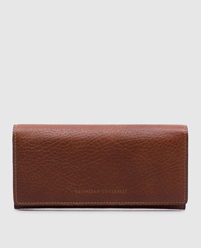Brunello Cucinelli Коричневый кожаный кошелек с логотипом MWZIU255