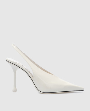 Jimmy Choo Белые кожаные лакированные слингбеки Isa ISA95PAT