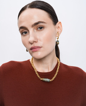 House of Fou Золотисті сережки Fluid Hook Ocean з позолотою 22 карат HOOK