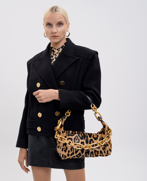 Balmain Кожаная сумка Sync в анималистичный принт FN1BS002LLBU