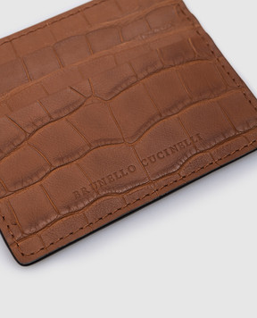 Brunello Cucinelli Коричневый картхолдер из кожи крокодила MWSEU335