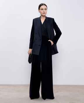 Max Mara Синий двубортный жакет POTENTE с шерстью верблюда POTENTE