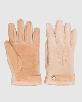 Brunello Cucinelli Бежеві замшеві рукавички на хутрі MPTOR94108