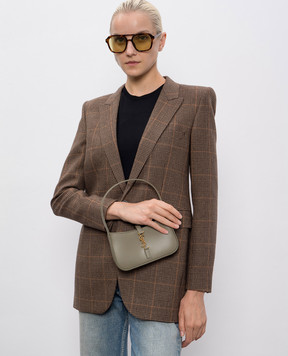 Saint Laurent Шкіряна сумка-хобо LE 5А7 кольору хакі 7103182R20W