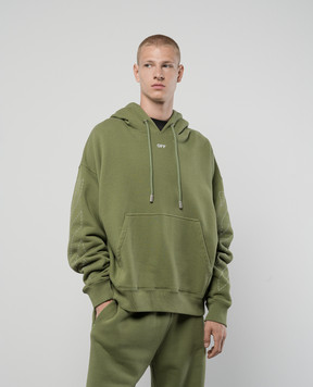 Off-White Зеленые худи с вышивкой логотипа OMBB085F24FLE001