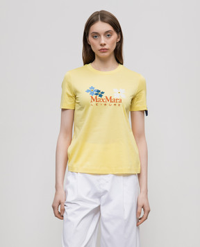 Max Mara Жовта футболка OBLIQUA з вишивкою логотипа OBLIQUA