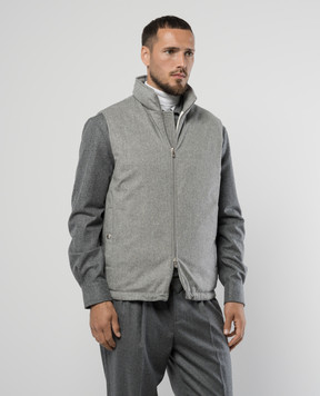 Brunello Cucinelli Серый пуховый жилет из шерсти MM4631776