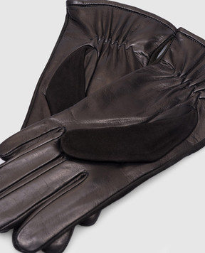 Sermoneta Gloves Черные кожаные перчатки 469