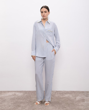 Victoria Beckham Штани з шовком в піжамному стилі в смужку 1125WTR006041A