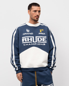 Rhude Синий свитшот Champions с принтом логотипа RHPS25ST06012