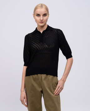 Twinset Черное поло в ажурный узор 251TT3130