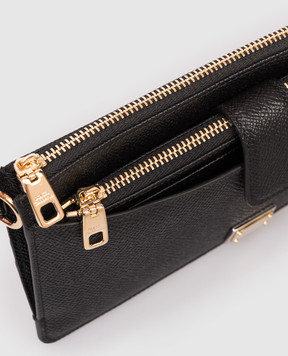 Dolce&Gabbana Чорний шкіряний гаманець з гравіюванням логотипа BI3335A1001