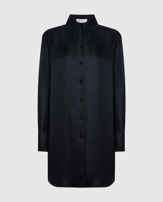 Black elongated silk blouse