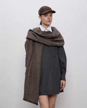 Brunello Cucinelli Коричневий палантин з кашеміром і вовною з люрексом MSCDARW30
