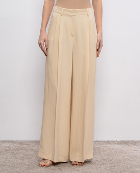 Max Mara Weekend Бежевые брюки VELIERO с льном VELIERO