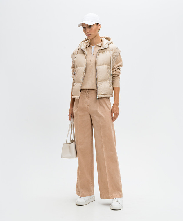 Peserico Бежевый стеганый жилет с шерстью с люрексом и цепочкой мониль A03410F05E6957 изображение 2