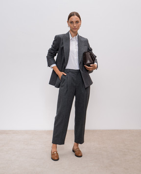 Brunello Cucinelli Серые брюки из шерсти и кашемира MD588P8632