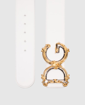 Dolce&Gabbana Белый кожаный ремень с монограммой логотипа. BE1336AZ831