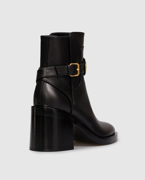 Valentino Чорні шкіряні черевики з емблемою VLogo Signature 7W2S0MB4DSH