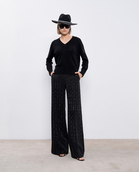 Ermanno Scervino Черный пуловер с шерстью мериноса и кашемиром с логотипом D454M511CTLGNQL