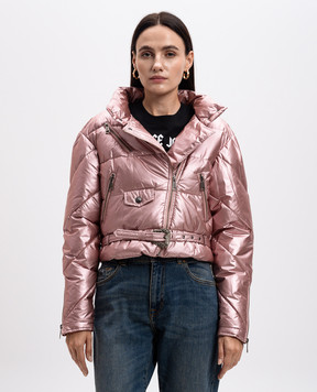Versace Jeans Couture Розовая укороченная куртка в стиле косухи 77HAS417CQ06D
