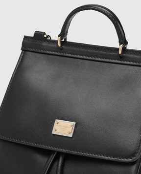 Dolce&Gabbana Дитячий чорний шкіряний рюкзак з логотипом EB0264A1065