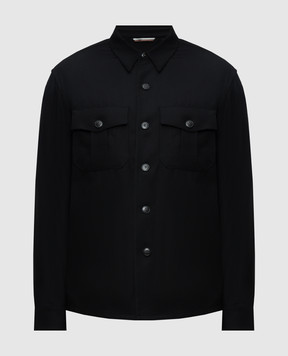 Canali Черная рубашка из шерсти AR0347231019