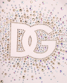 Dolce&Gabbana Детская розовая футболка с кристаллами L5JTNKG7N6B36