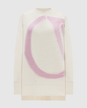 Off-White Бежевий светр з вовни з логотипом OW OWHE102F24KNI001