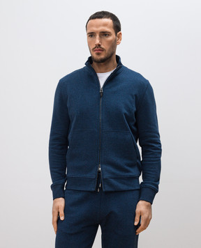 Canali Синя меланжева спортивна куртка з емблемою логотипа MJ02249T0885