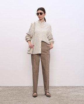 Brunello Cucinelli Бежевые брюки с цепочкой мониль M0F70P8878