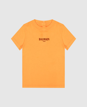 Balmain Детская оранжевая футболка с логотипом BW8601Z1751