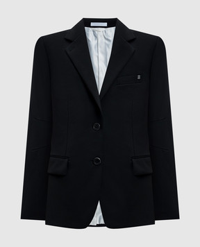 Helmut Lang Чорний жакет з вовни з металевим логотипом O06HW103