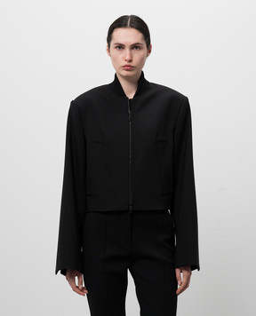 Max Mara Sportmax Черная куртка FIOCCHI из шерсти с брендовым кристаллом FIOCCHI