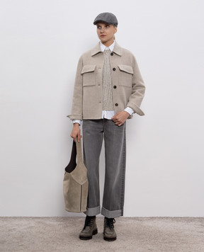 Brunello Cucinelli Сірі джинси з патчем логотипа MP095P4005